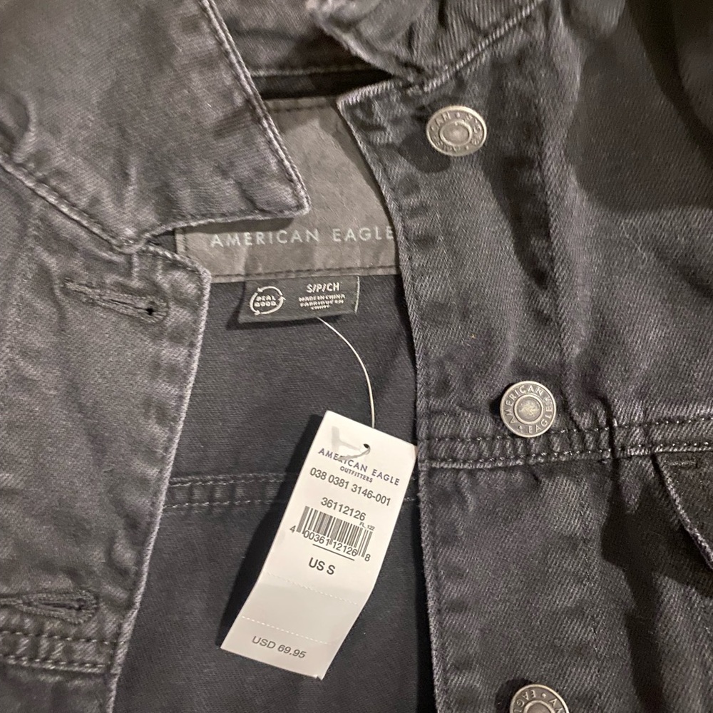 American Eagle oversized black denim coat (NWT)